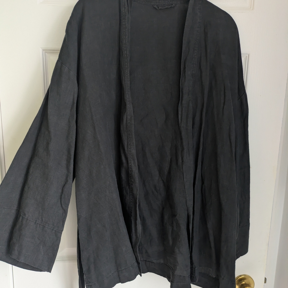 Black Linen Kimono Jacket